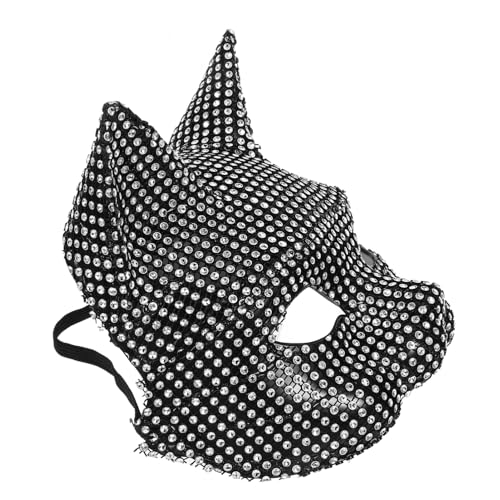 HOLIDYOYO Maskerade-Katzenmaske Strass-Bling-Halbgesichts-Katzenmaske Tier-Anziehmaske Schwarze Venezianische Augenabdeckung Für Halloween Karneval Ball Partyzubehör Schwarz von HOLIDYOYO