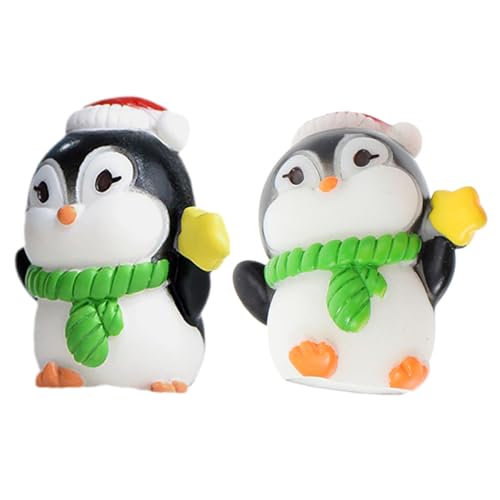 HOLIDYOYO Mini Pinguin Figuren üße Pinguin Statue Für Miniatur Landschaftsdekoration Desktop Ornament Ideal Für Puppenhaus Und Tischdeko Grüne Schal von HOLIDYOYO