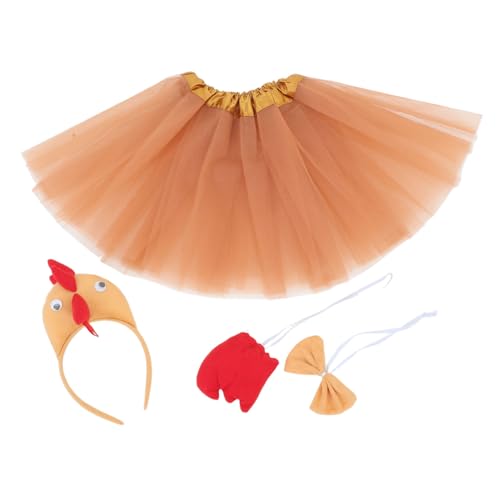 HOLIDYOYO Satz Osterparty verkleiden sich -Accessoire Huhn Kostümzubehör Hühnerkopf-Kostüm Huhn Kostüm für Erwachsene Hühnerkostüm Hühner-Outfit Hühnerhaarbänder Baumwolle Brown von HOLIDYOYO