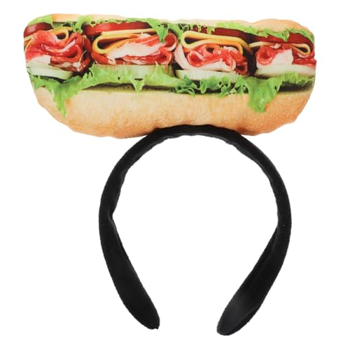 HOLIDYOYO Taco-Stirnband Simulation Sandwich Lebensmittel Künstliches Gemüse Sandwich Haarband Kopfbedeckung Halloween-Party Kostüm Cosplay Kopfbedeckung Zubehör von HOLIDYOYO