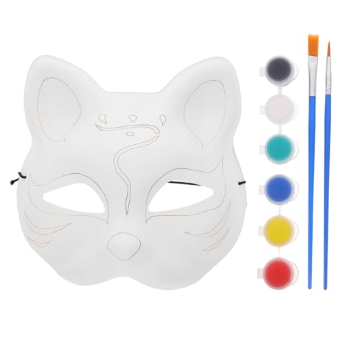 HOLIDYOYO Unbemaltes Katzenmasken-Set Maskerade-Masken Zum Bemalen Leere Therian-Maske Zum Dekorieren Diy-Masken Aus Weißem Papier Halbe Tiermasken Für Karneval Oper Cosplay von HOLIDYOYO