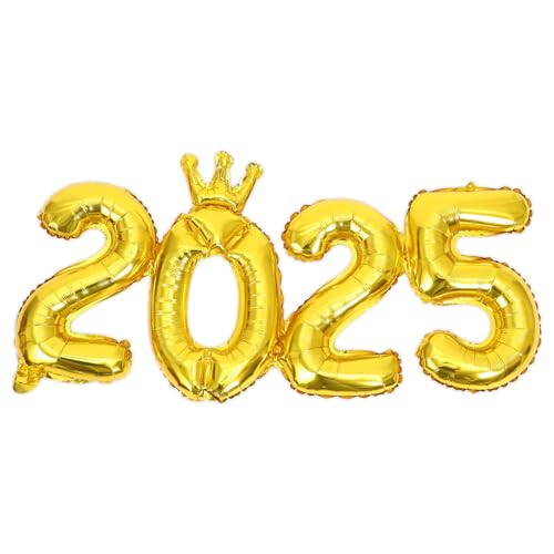 HOLIDYOYO Zahl 2025 Ballon 2025 Dekorativer Ballon Für Geburtstage Hochzeiten Babyparty Gold Verdickte Folienballons Für 2025 Frohes Neues Jahr Vorabend von HOLIDYOYO