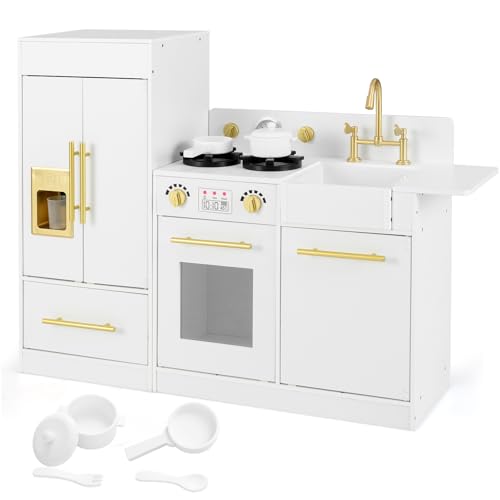 HOMASIS Kinderküche Holz, Spielküche mit Kühlschrank Herd Spüle Wasserhahn Wasserspender Eismaschine Backofen, Spielzeugküche mit 8 Zubehör, Holzküche für Kinder ab 3 Jahre HOMASIS Kinderküche Holz, Spielküche mit Kühlschrank Herd Spüle Wasserhahn Wasserspender Eismaschine Backofen, Spielzeugküche mit 8 Zubehör, Holzküche für Kinder ab 3 Jahre von HOMASIS