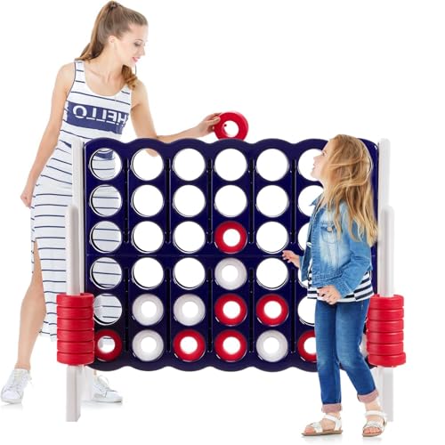 HOMASIS Riesiges 4 Gewinnt Spiel, 4 in Einer Reihe Spiele, Strategiespiel mit 42 Ringen & & Schieberegler, XXL Brettspiel Spielzeug Vier Gewinnt Spiel für Kinder & Erwachsene Outdoor (Dunkelblau) HOMASIS Riesiges 4 Gewinnt Spiel, 4 in Einer Reihe Spiele, Strategiespiel mit 42 Ringen & & Schieberegler, XXL Brettspiel Spielzeug Vier Gewinnt Spiel für Kinder & Erwachsene Outdoor (Dunkelblau) von HOMASIS