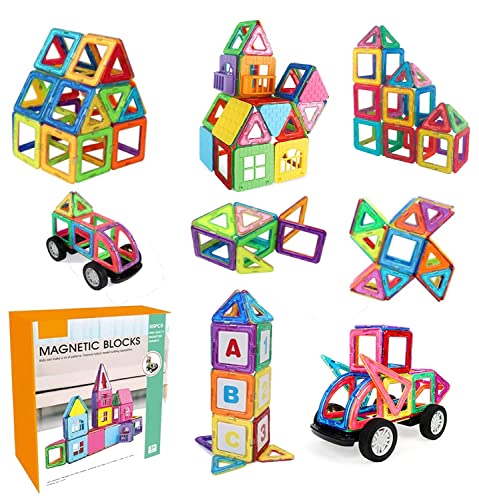 HOMCENT 85 Stück Magnetische Bausteine ​​Spielset, Magnetbausteine Spielzeug, Lernspielzeug für Kleinkinder, Mädchen und Jungen, tolles Geschenk für Kinder (zufällige Farbe) von HOMCENT