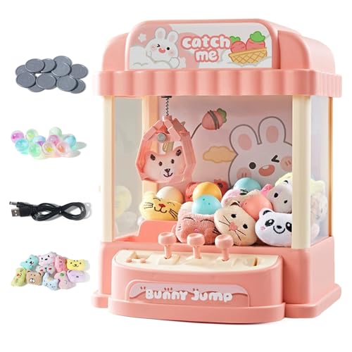 HOMCENT Klauenmaschine für Kinder, Mini Klauenmaschine mit Münze, Plüschtiere und Gashapons, Greifautomat Kinder, Claw Machine mit Musik für Mädchen, Rosa von HOMCENT