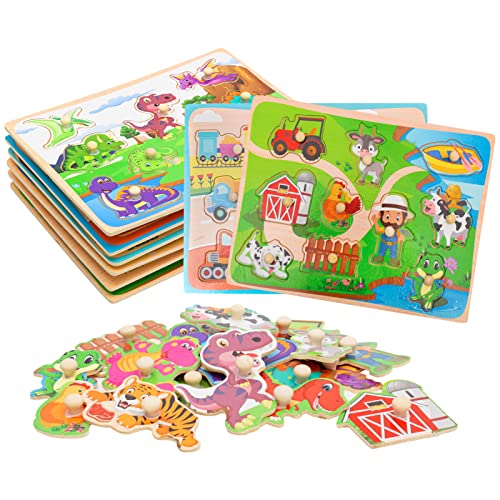 HOMCENT Holzpuzzle für Kleinkinder 6 Teiliges Kleinkind Puzzle Set Pädagogisches Vorschulspielzeug, Montessori Spielzeug von HOMCENT