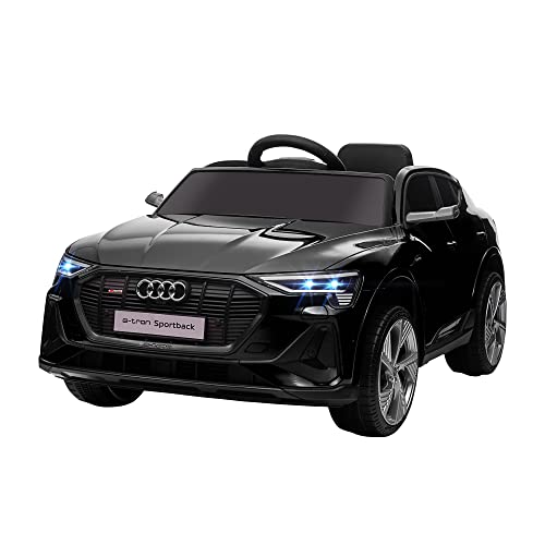 HOMCOM Elektro Kinderauto 12V Elektrofahrzeug Audi E-tron Elektroauto mit Fernbedienung, Sicherheitsgurt, Musik (MP3/USB/TF), Kinderfahrzeug für Kinder 3-5 Jahre, 3-5 km/h, Schwarz von HOMCOM