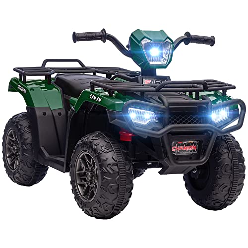 HOMCOM Elektro Kinderquad, Elektro-Quad mit LED und Musik, Elektroauto, Kinderfahrzeug für Kinder ab 3 Jahren, Kindermotorrad, Schwarz+Grün, 88 x 45 x 50 cm von HOMCOM