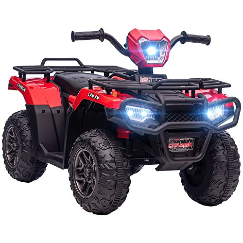 HOMCOM Elektro Kinderquad, Elektro-Quad mit LED und Musik, Elektroauto, Kinderfahrzeug für Kinder ab 3 Jahren, Kindermotorrad, Schwarz+Rot, 88 x 45 x 50 cm von HOMCOM