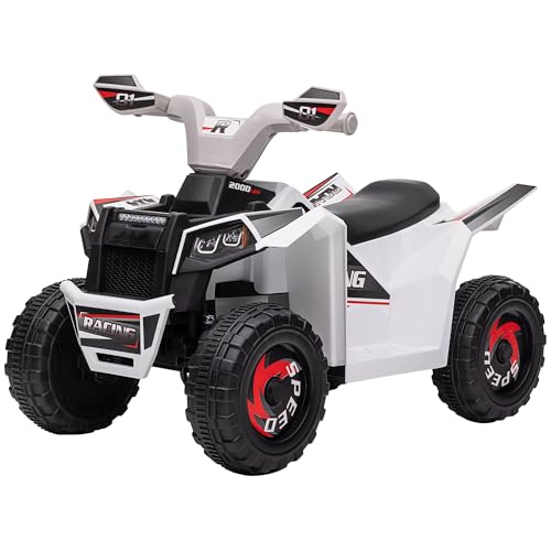 HOMCOM Elektro Kinderquad, Elektrofahrzeug mit Vorwärts-und Rückwärtsfunktion, 2,5 km/h, 6 V Mini Elektroquad für Kinder 1,5-3 Jahre, Weiß von HOMCOM