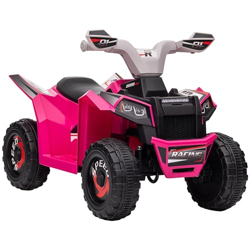 HOMCOM Elektro Kinderquad, Mini Elektroquad mit Vorwärts-, Rückwärtsfunktion, 6 V Elektrofahrzeug für Kinder 1,5-3 Jahre, 2,5 km/h, Rosa von HOMCOM