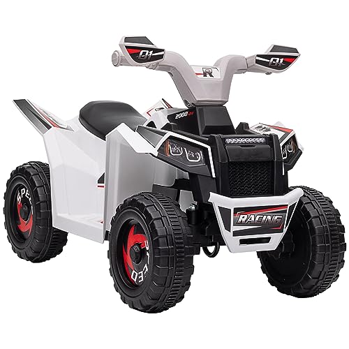 HOMCOM Elektro Kinderquad, Mini Elektroquad mit Vorwärts-, Rückwärtsfunktion, 6 V Elektrofahrzeug für Kinder 1,5-3 Jahre, 2,5 km/h, Weiß von HOMCOM