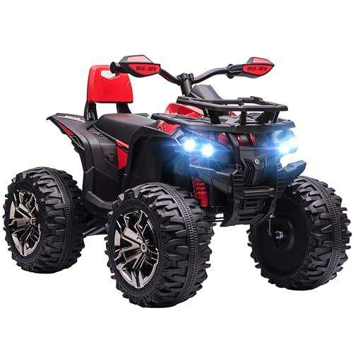 HOMCOM Elektro Quad für Kinder, 12V 10Ah Kinder Quad mit Vorwärts-, Rückwärtsfunktion, 2 Motor, USB-Anschluss, MP3-Musikplayer, Kinderfahrzeug mit Scheinwerfer 3-8 km/h, für 3-5 Jahre, Rot HOMCOM Elektro Quad für Kinder, 12V 10Ah Kinder Quad mit Vorwärts-, Rückwärtsfunktion, 2 Motor, USB-Anschluss, MP3-Musikplayer, Kinderfahrzeug mit Scheinwerfer 3-8 km/h, für 3-5 Jahre, Rot von HOMCOM