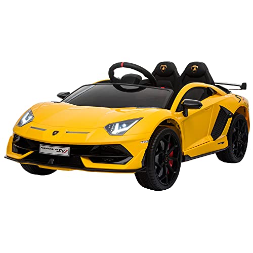 HOMCOM Elektroauto für Kinder 12V Lamborghini SVJ lizenziert Kinderfahrzeug Kinderauto für 3-8 Jahre mit Fernsteuerung 2 x 550 Motoren MP3/USB Licht Musik Metall Gelb 123 x 66,5 x 45,5 cm HOMCOM Elektroauto für Kinder 12V Lamborghini SVJ lizenziert Kinderfahrzeug Kinderauto für 3-8 Jahre mit Fernsteuerung 2 x 550 Motoren MP3/USB Licht Musik Metall Gelb 123 x 66,5 x 45,5 cm von HOMCOM