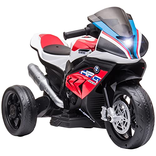 HOMCOM Kinder Elektro-Motorrad Kindermotorrad 6V Elektrofahrzeug Elektro-Dreirad Kinderfahrzeug mit 3 Musikmodi 2,5km/h Elektromotorrad für Kinder ab 18 Monaten PP Metall Rot 82,5 x 42 x 54 cm von HOMCOM