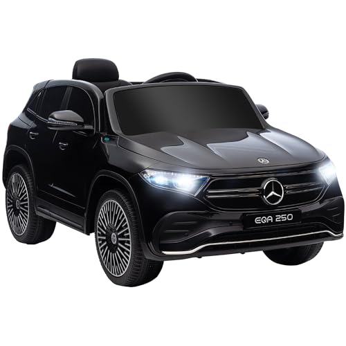 HOMCOM Kinder Elektroauto 12V Mercedes-Benz EQA Elektrofahrzeuge mit Fernbedienung, Kinderauto mit MP3-Player, Scheinwerfer, Tragebarer Batterie, 3-8 km/h, für 3-8 Jahre Kinder, Schwarz von HOMCOM