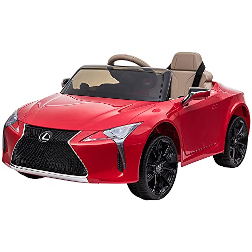 HOMCOM Kinderauto Kinderfahrzeug das offiziell lizenzierte Aufsitz-Lexus LC500 für 3-6 Jahre Elektroauto mit 2,4G Fernsteuerung MP3/USB Licht Musik Kunststoff Metall Rot 106 x 43 x 44 cm von HOMCOM