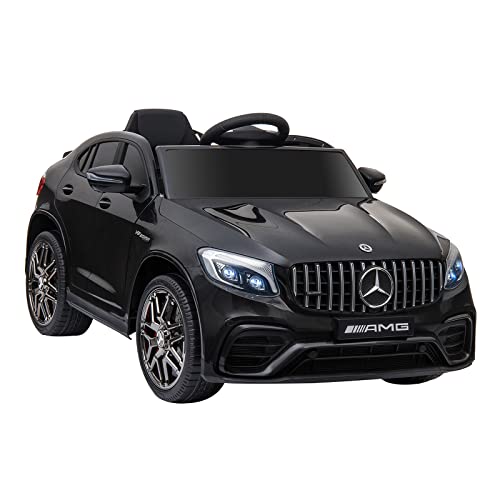 HOMCOM Kinderfahrzeug 12V Mercedes-Benz AMG GLC63S Coupe lizenzierter Elektroauto mit Fernbedienung Sicherheitsgurt 2 x 35W Motoren MP337-60 Monate Schwarz 115 x 70 x 55 cm von HOMCOM