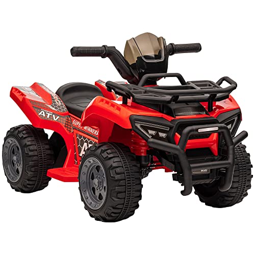 HOMCOM Mini Elektro-Quad Kinder Elektro ATV Kinderfahrzeug Elektroquad für 18-36 Monate Kinder Metall PP-Kunststoff Rot 70 x 42 x 45 cm von HOMCOM