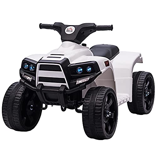 HOMCOM Mini Elektro-Quad Kinder Elektro ATV Kinderwagen für 18 bis 36 Monaten Elektromotorrad mit 2 Scheinwerfer Elektroquad Strandauto-Form PP Stahl Schwarz+Weiß 65 x 40 x 43 cm von HOMCOM