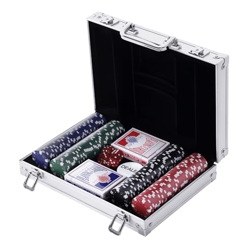 HOMCOM Pokerkoffer Pokerset 200 Pokerchips 2xKartenspiel 5xWürfel 1xAlukoffer Poker Set Jetons Koffer Alu+ Polystyrol 29,5x20,5x6,5 cm HOMCOM Pokerkoffer Pokerset 200 Pokerchips 2xKartenspiel 5xWürfel 1xAlukoffer Poker Set Jetons Koffer Alu+ Polystyrol 29,5x20,5x6,5 cm von HOMCOM