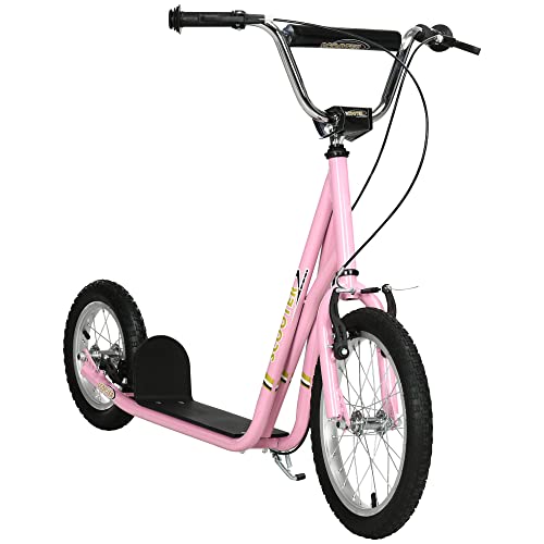 HOMCOM Roller Kinderroller mit Luftreifen Handbremse, 16 Zoll Tretroller Höhenverstellbar Kickscooter für Jungen und Mädchen ab 5 Jahre Kickboard Cityroller Kinder Scooter Rosa HOMCOM Roller Kinderroller mit Luftreifen Handbremse, 16 Zoll Tretroller Höhenverstellbar Kickscooter für Jungen und Mädchen ab 5 Jahre Kickboard Cityroller Kinder Scooter Rosa von HOMCOM