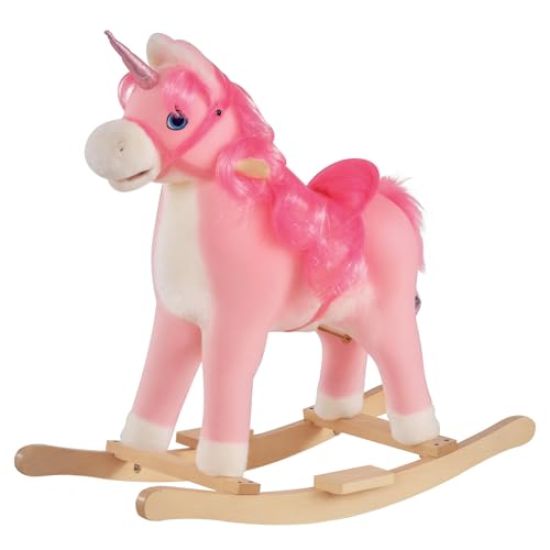HOMCOM Schaukelpferd Modell Einhorn mit authentischen Klängen Sattel Großer Komfort Pappelholz Rosa Abm. L74 x B33 x 62H cm HOMCOM Schaukelpferd Modell Einhorn mit authentischen Klängen Sattel Großer Komfort Pappelholz Rosa Abm. L74 x B33 x 62H cm von HOMCOM