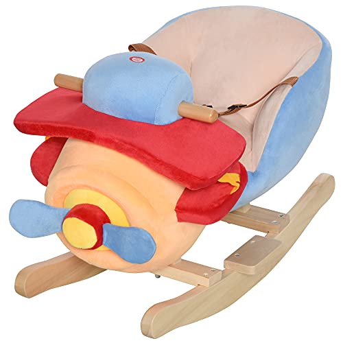 HOMCOM Schaukeltier Schaukelpferd Kinder Schaukel Blau+Rot 60 x 33 x 45 cm von HOMCOM