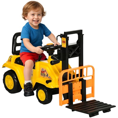 HOMCOM Traktor für Kinder von 3-4 Jahren mit Gabelstapler, Knopf für Geräusche und versteckter Stauraum, aus PP und ABS, 86 x 27,5 x 47,5 cm, Gelb und Schwarz HOMCOM Traktor für Kinder von 3-4 Jahren mit Gabelstapler, Knopf für Geräusche und versteckter Stauraum, aus PP und ABS, 86 x 27,5 x 47,5 cm, Gelb und Schwarz von HOMCOM