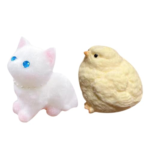 Babyhuhn Squishies Spielzeug, dehnbares Babyhuhn Stressabbau Simulationsspielzeug, falsches Babyhuhn Fidget Spielzeug für Erwachsene und Teenager, Party Geschenke (Kätzchen+Küken) von HOME'S FRIEND