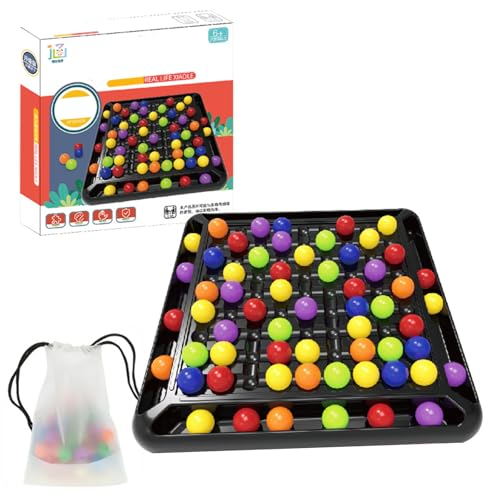 Intellektuelles Schachbrett Doppelduell, 48/80/120/168/241/288/366 Stück Rainbow Ball Gesellschaftsspiele, Tabletop Familienspiele Partyspiele für Erwachsene Kinder (80 Stück) von HOME'S FRIEND