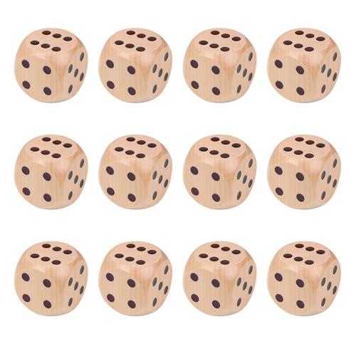 12 Stück 30mm Würfelspiel Würfel Holz Natur Holz Spielwürfel Holz Würfel Sechsseitige Würfel Aus Holz Spielwürfel für Brettspiele Zuhause Partyspiel (Holz) von HOMEJOY