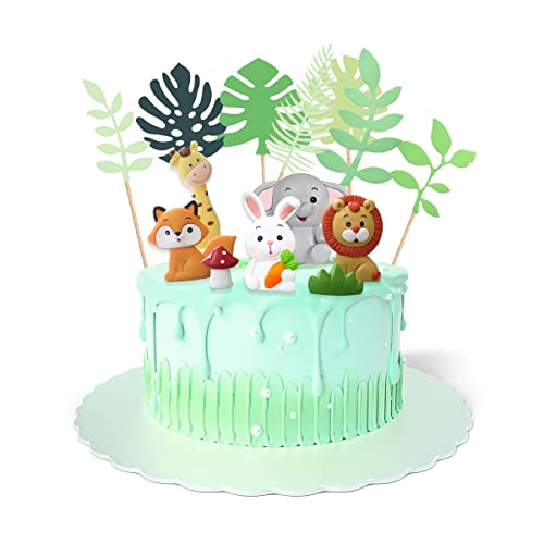 HOMEJOY 12 Stücke Animal Geburtstag Kuchen Dekoration Zoo Jungle Tortendeko Dschungel Tortenaufleger für Torten Geburtstag Party Kuchen Decoration von HOMEJOY