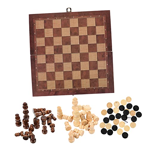 HOMFAMINI 1 Satz 3 1 Internationales Schach Pädagogisches Spielzeug Magnetisches Schach Magnetisches Reiseschach Magnetische Schachfaltung Brettspiele Tragbares Schach Hölzern Brown von HOMFAMINI