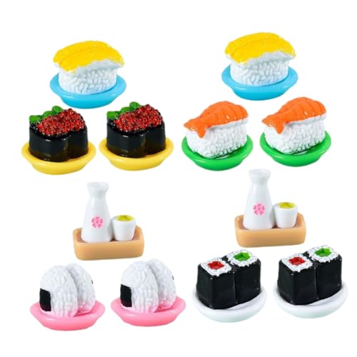 HOMFAMINI 12st Simuliertes Japanisches Sushi Puppenhaus Lebensmittelmodell Sushi-Modell, Lebensmittelmodell Sushi-Modell-Essen Miniatur-Sushi-Modell Puppenhaus-Sushi-Modell Mini-Sushi Harz von HOMFAMINI