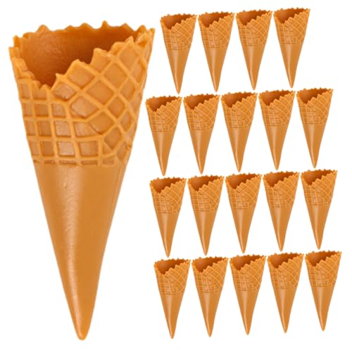 HOMFAMINI 18 STK Simulationskegel Spielzeugeis EIS Spielzeug Eiswaffel Spielzeug Cremes Mini-Food-Spielzeug fogelschreker mockin Haarnadel-Charme Spielzeuge mit Eismünzen PVC Light Brown von HOMFAMINI