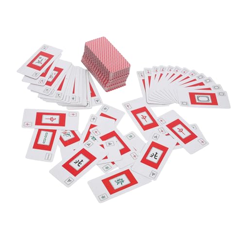 HOMFAMINI 2 Sätze Mahjong Pokerspiel Mahjong Karte PVC Mahjong Karten Set Reisespiel Requisite Mahjong Spielkarte Reise Tischspiel Requisiten Chinesisches Mahjong Kartenspielzeug von HOMFAMINI