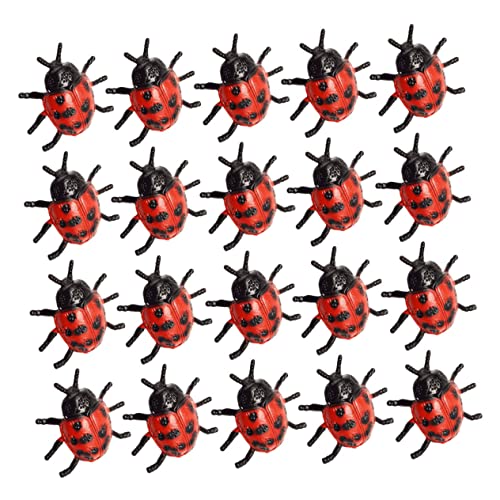 HOMFAMINI 25 Stück PVC Marienkäfer Modelle Realistische Insekten Simulation Für Kinder Partydekoration Und Streiche Kniffliges Gruseliges Spielzeug Rot Schwarz von HOMFAMINI