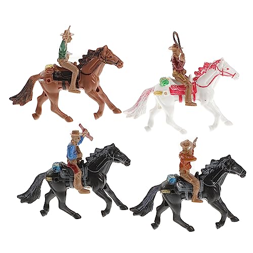 HOMFAMINI 4 Stück Cowboy-reitmodell Minifiguren Spielzeugwagen Desktop-Spielzeug Pferdespielzeug Reitfiguren Spielzeug Sammelspielzeug Modell Spielzeug Landwirtschaftliches Zubehör Plastik von HOMFAMINI