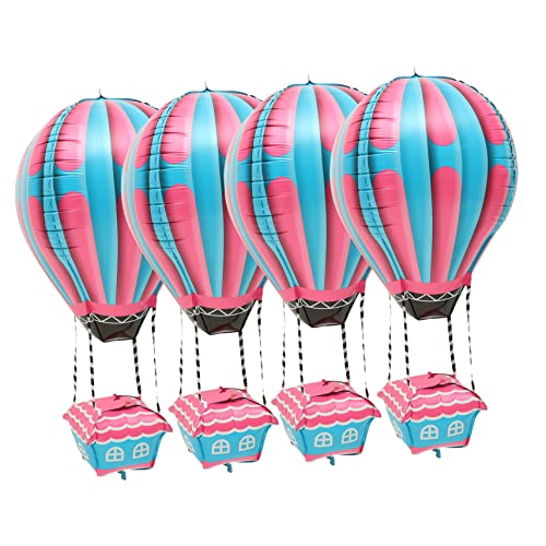 HOMFAMINI 4 Stück Heißluftballon Abschlussfeier Dekorationen Aluminiumfolienballons Geburtstagsfeierzubehör Babyparty Dekorationen Kinderparty Ballon Kindergeburtstagsballons von HOMFAMINI