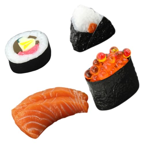 HOMFAMINI 4 Stück Simulation Lebensmittelmodell Japanisches Sushi-Modell Lebensechtes Onigiri-Modell Künstliches Japanisches Essen Lebensechtes Lebensmittelmodell Gefälschtes Sushi PVC von HOMFAMINI