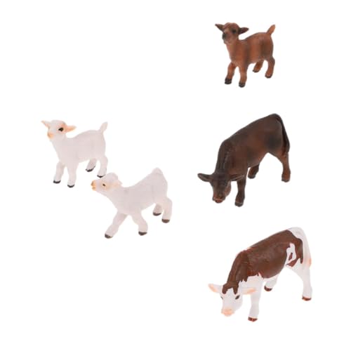 HOMFAMINI 5 STK simulierte Tiere Bauernhoftiere Spielzeug für Kinder 3-5 Mini-Nutztierfiguren Stier Spielzeug Kuhfiguren Farm Animals wohnzimmerdeko Desktop-Ornament Modell der Nutztiere PVC von HOMFAMINI