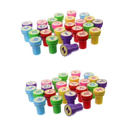 HOMFAMINI 52 STK Kinderstempel Kinder Stempel kiddostempel Tinte für Kinder Selbstfärber für Kinder Alphabetstempel für Kinder schöne Stempel mit 26 Buchstaben Siegelstempel Plastik Violett von HOMFAMINI