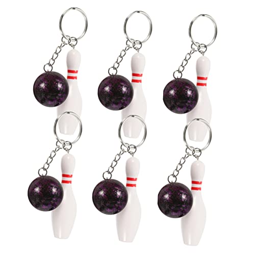 HOMFAMINI 6 Stück Bowling Schlüsselanhänger Geldbeutelanhänger Schulkarnevalspreise Bowling Pin Schlüsselanhänger Bulk Bowling Handtaschen Anhänger Charms Mini Bowling Pin von HOMFAMINI