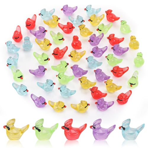 50 Stück leuchtende bunte Kardinalvogel, kleine Harztiere für Puppenhaus, Mikro-Feengarten, Landschaft, Aquarium, Weihnachtsdekoration 50 Stück leuchtende bunte Kardinalvogel, kleine Harztiere für Puppenhaus, Mikro-Feengarten, Landschaft, Aquarium, Weihnachtsdekoration von HOMICO