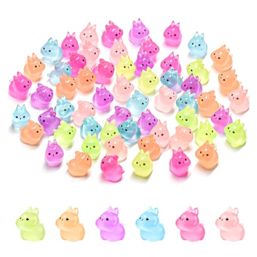 60 Stück Mini Harz Figuren Leuchtende Mini Osterhase Winzige Kaninchen Winzige Tiere für Puppenhaus Feengarten Micro Landschaft Bunny Party Favors von HOMICO