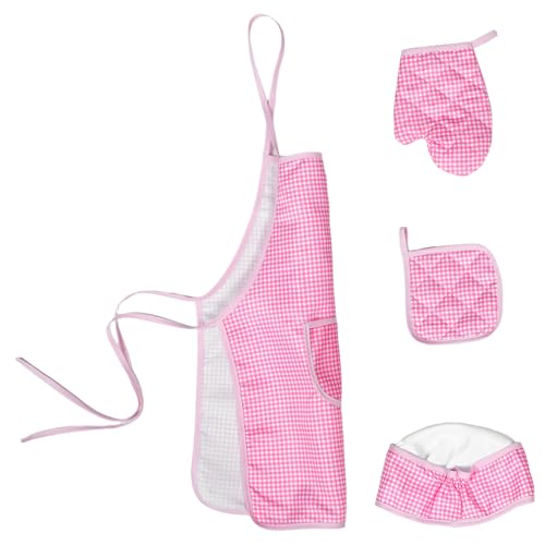 HOMOBABE 1 Satz Küchenschürze Für Kochmütze Und Schürze Für Kochwerkzeug Für Schürzen Für Backsets Für Kinderschürzen Zum Kochen Rosa Polyester von HOMOBABE