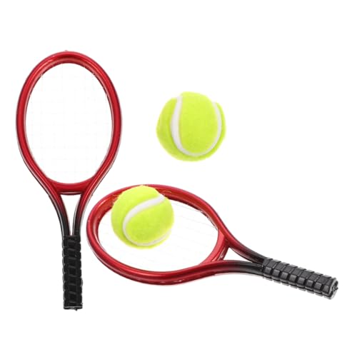 HOMOBABE 2 Sets Miniatur-tennisschläger Und Ball-Set, Dekorative Miniatur-tennismodelle, Kinder-tennisschläger, Spielzeug, Puppenhaus, Sportzubehör von HOMOBABE