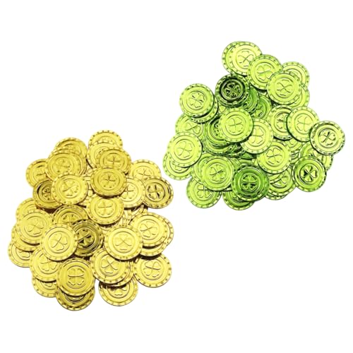 HOMOBABE 200stücke Patrick's Day Kleeblatt Goldmünzen Dekorative Party-Requisiten Grün Für Feiern Und Gastgeschenke HOMOBABE 200stücke Patrick's Day Kleeblatt Goldmünzen Dekorative Party-Requisiten Grün Für Feiern Und Gastgeschenke von HOMOBABE